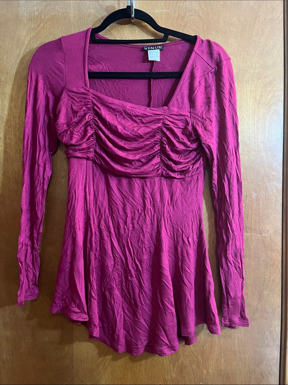 VENUS Magenta Ruched Long-Sleeve Empire Top - Bundle